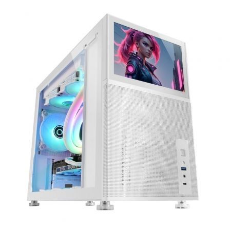 Mars Gaming MC-LCD Minitorre Blanca con Pantalla LCD IPS de 8 Pulgadas